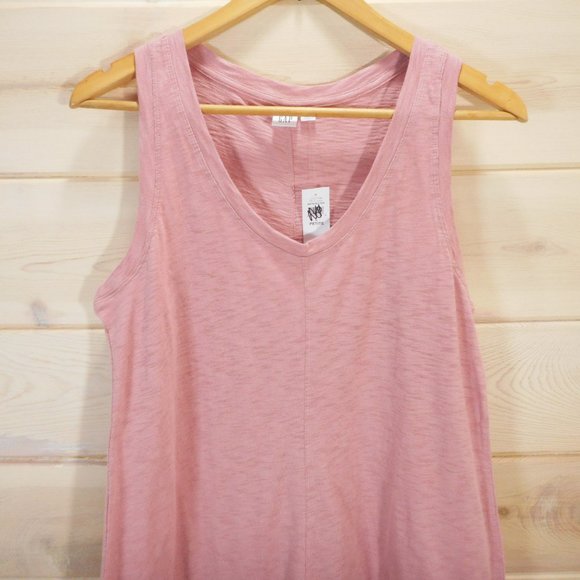 Gap Women's Size L Petite Sleeveless Tank Dress Pink V-neck 100% Cotton - Picture 2 of 6